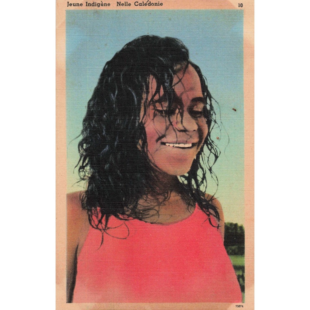 Vtg 1940's Postcard Young Indigenous Woman Nelle Caledonie French New Caledonia